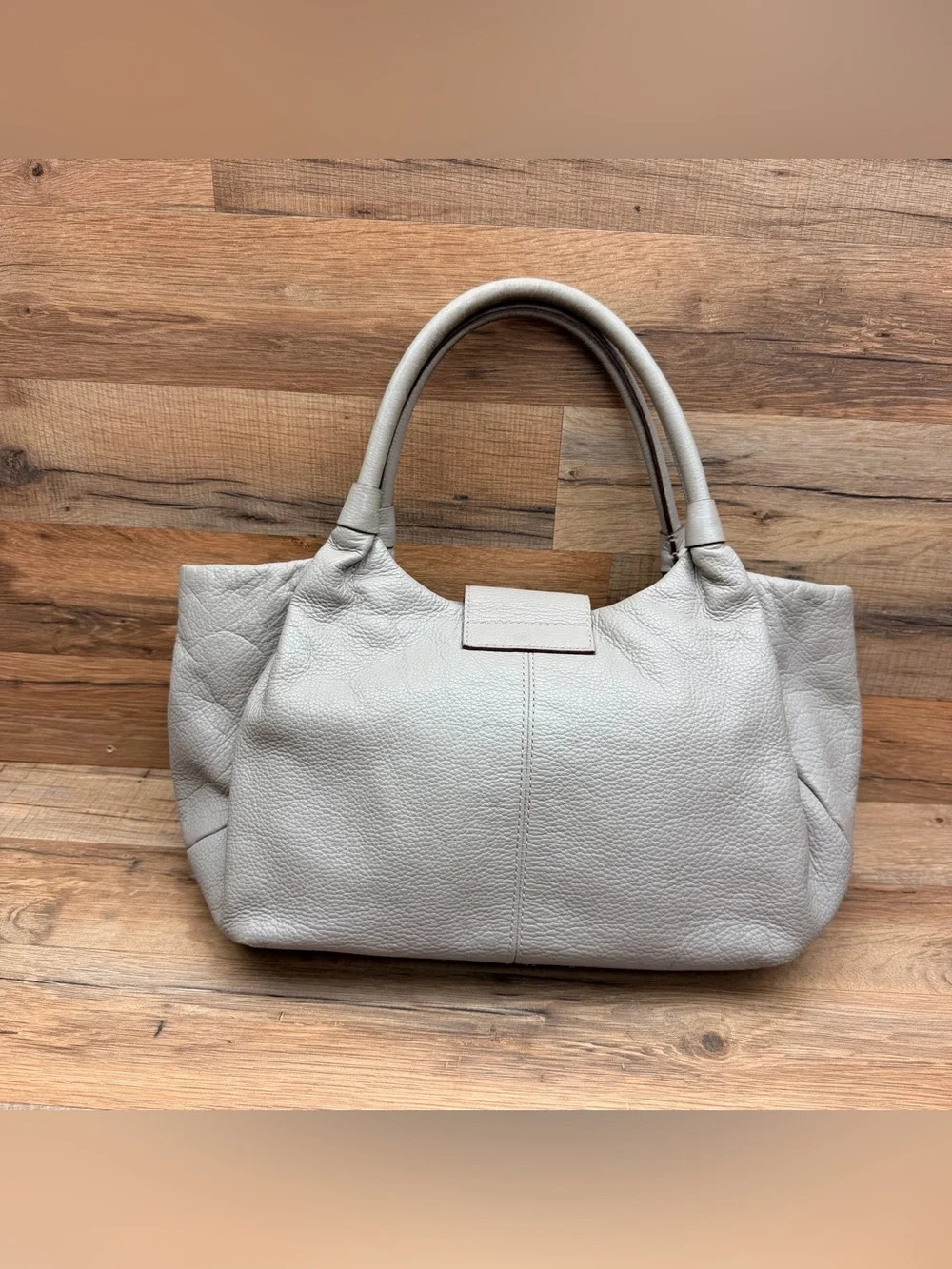 Kate Spade white leather handbag satchel gray  Leather Tote Bag